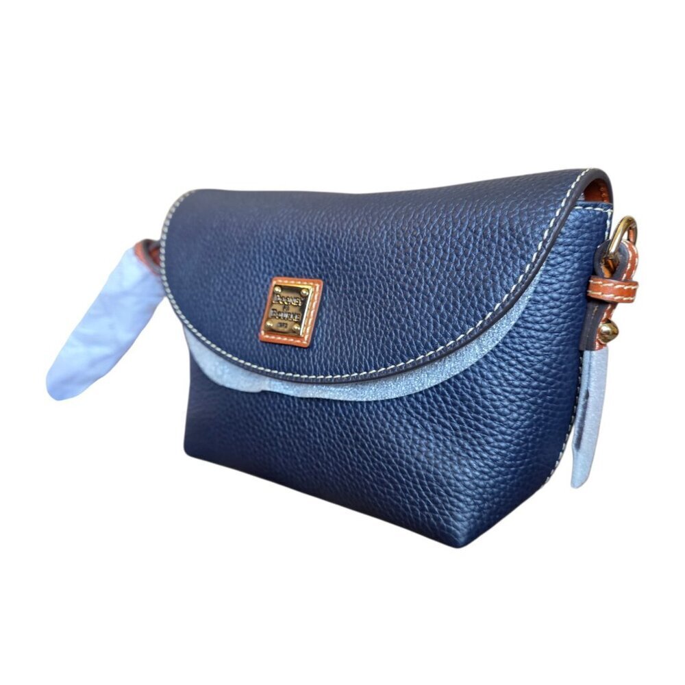 Dooney & Bourke Pebbled Leather Crossbody Saddle Bag Midnight Blue NWT - Picture 3 of 16